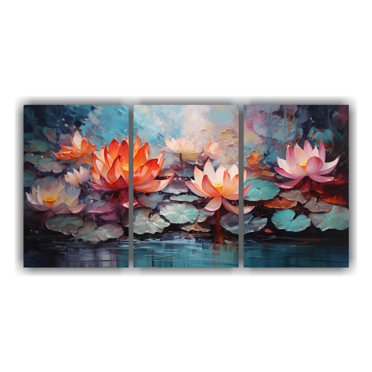 tres-cuadros-de-tela-canvas-estilo-a-flores-de-loto-rojo-y-turquesa-pintura-abstracta-para-decoraci-n