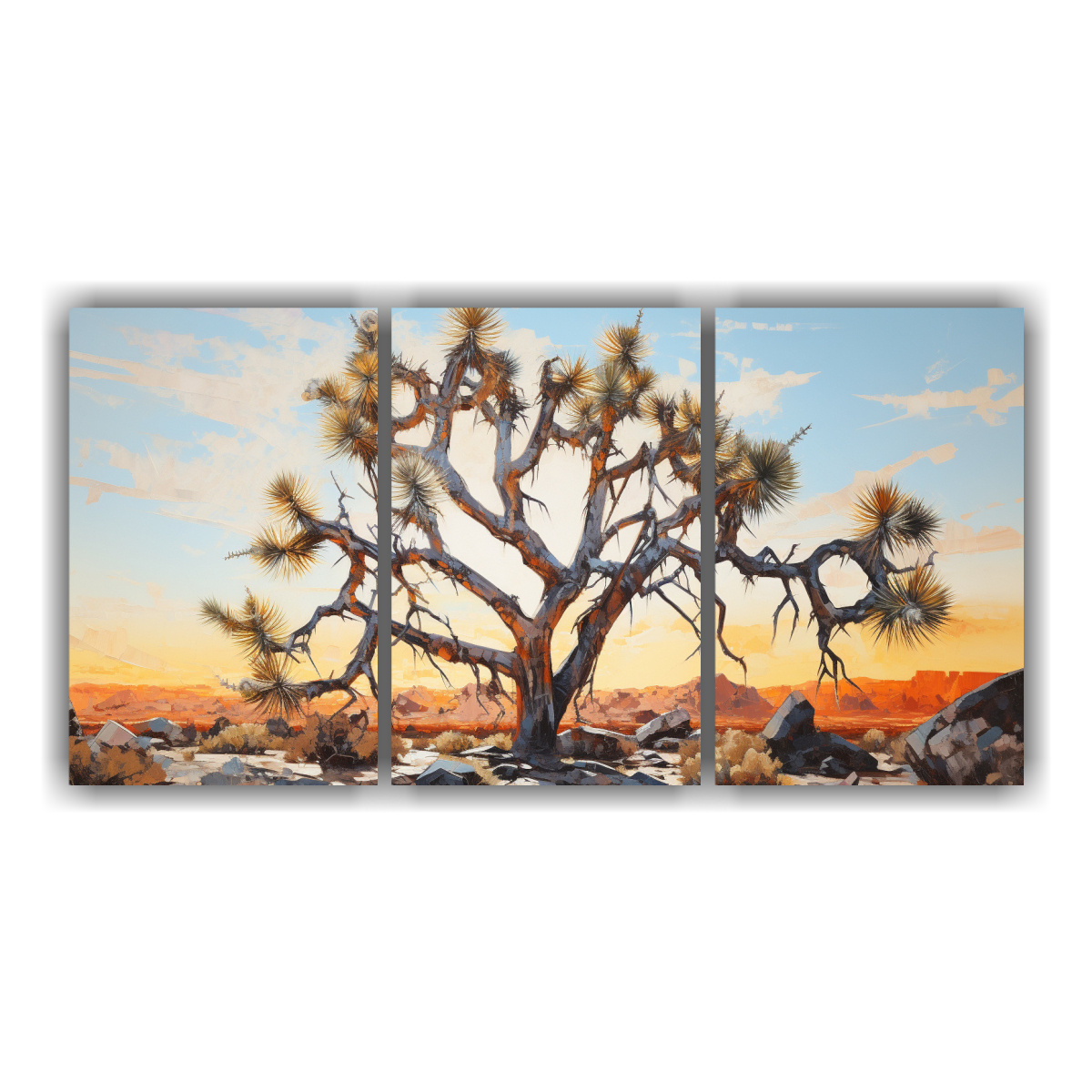 Tres Lienzos De Tela Joshua Tree Pintura Abstracta Estilo Estilo Leo Decocuadros