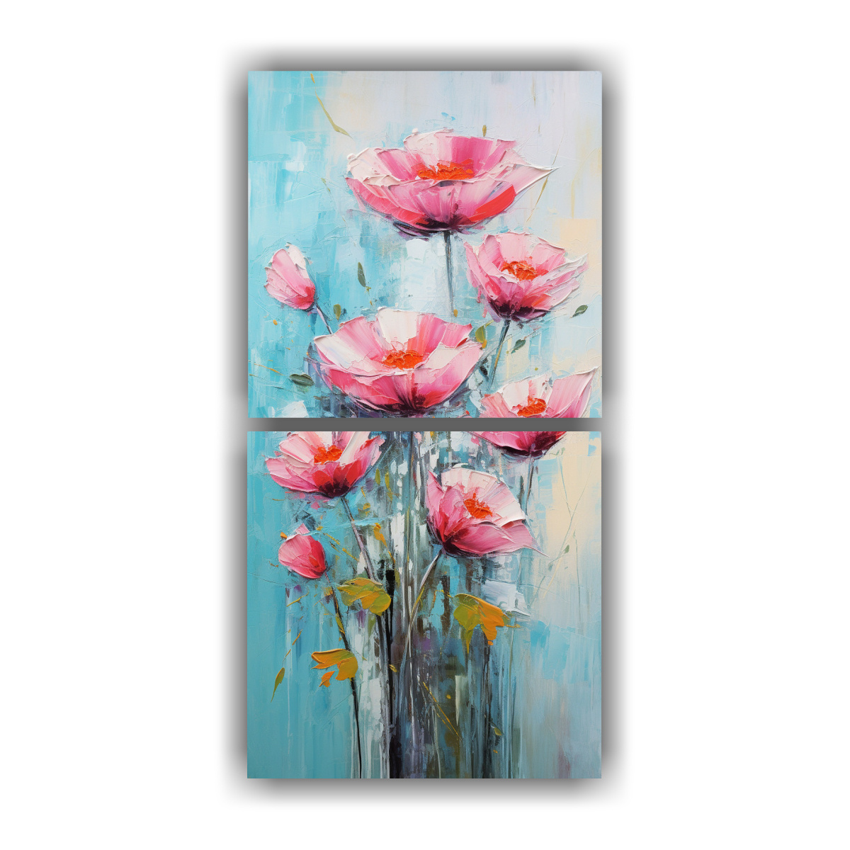 adorno-hermoso-con-dos-cuadros-en-turquesa-y-rosa-con-flores-pintadas-en-lienzo
