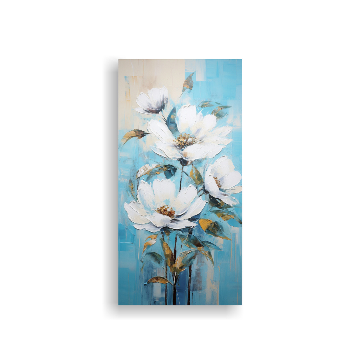 arte-de-pared-composici-n-juveniles-pintura-de-flores-en-blanco-y-turquesa-sobre-lienzo-i