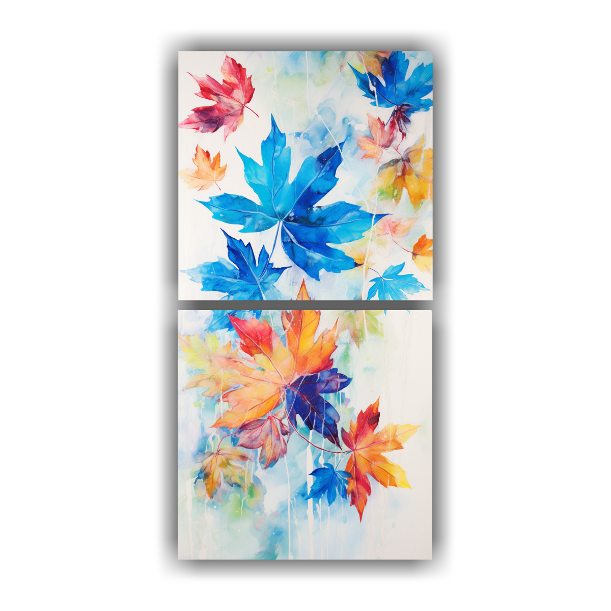 arte-de-pared-elegante-con-hojas-coloridas-y-salpicaduras