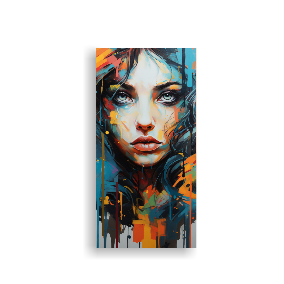 arte-de-pared-moderno-belleza-pintura-en-lienzo-multicolor-de-una-ni-a-comiendo