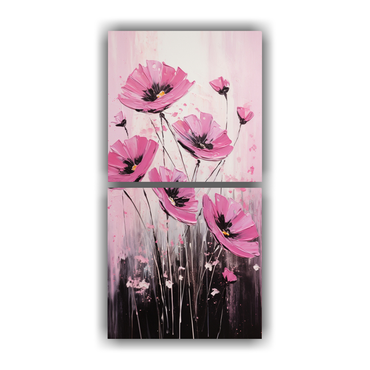 conjunto-2-arte-de-pared-composici-n-brillante-flores-en-lienzo-en-colores-negro-y-rosa