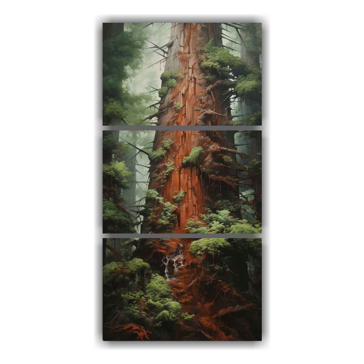conjunto-3-cuadros-abstractos-tela-rbol-secuoya-pintura-estilo-leo-detallada