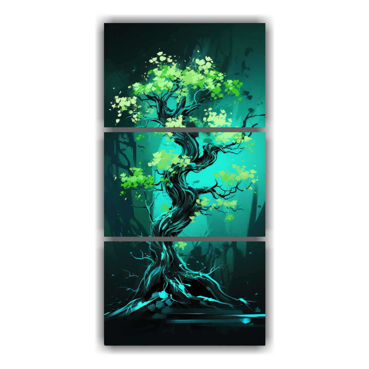 conjunto-3-cuadros-l-neas-finas-artesanal-rbol-bons-i-verde-y-turquesa-neonoir