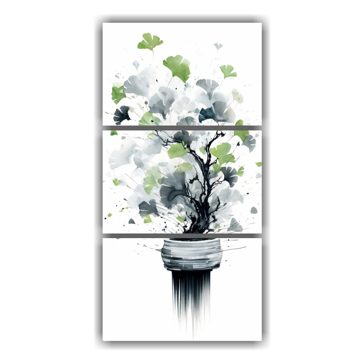 conjunto-3-lienzos-tonos-impresionante-ginkgo-biloba-bons-i-blanco-y-negro