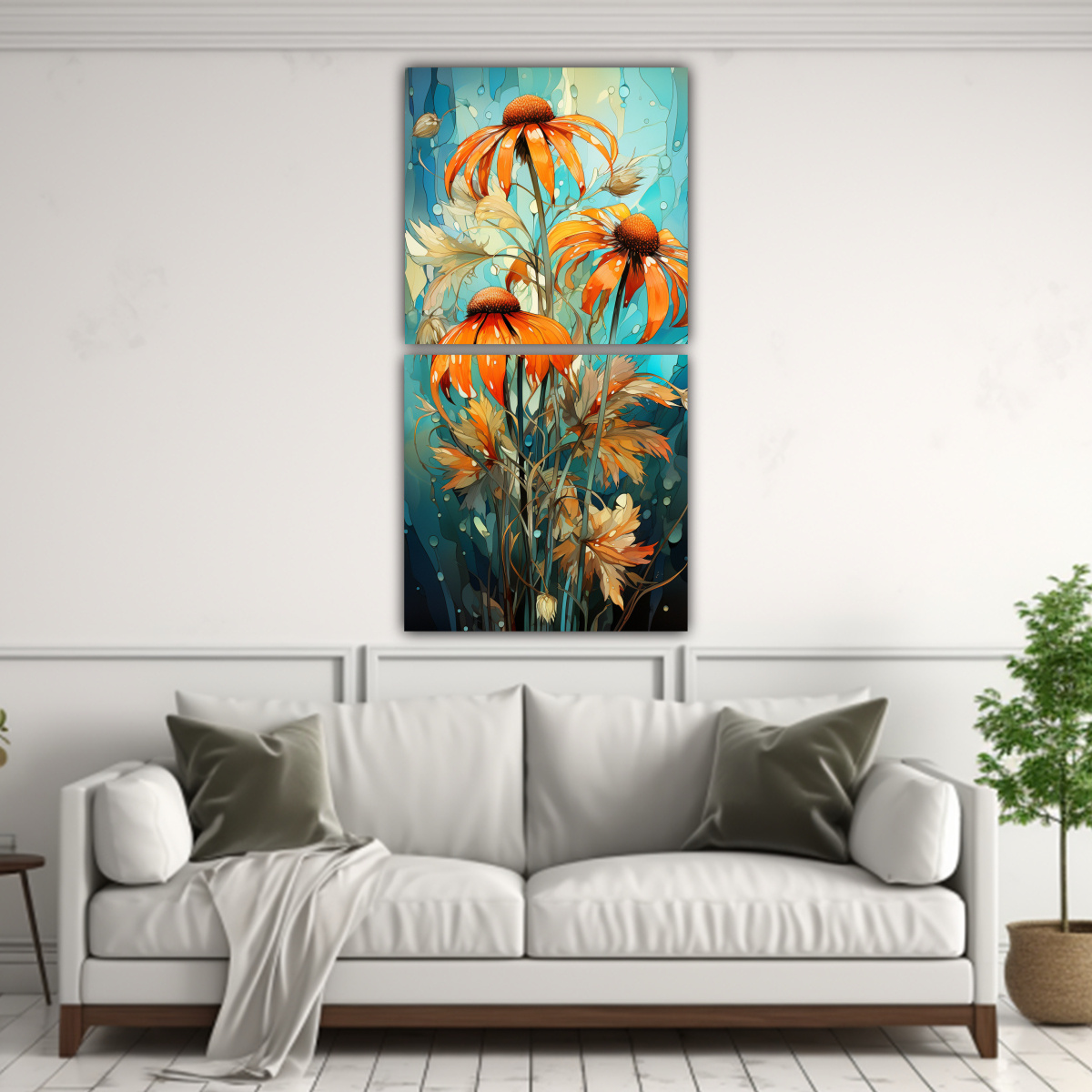 conjunto-de-telas-en-bastidor-de-imagen-brillante-con-flores-de-equin-cea-en-colores-verde-y-naranja-en-estilo-neonoir-1