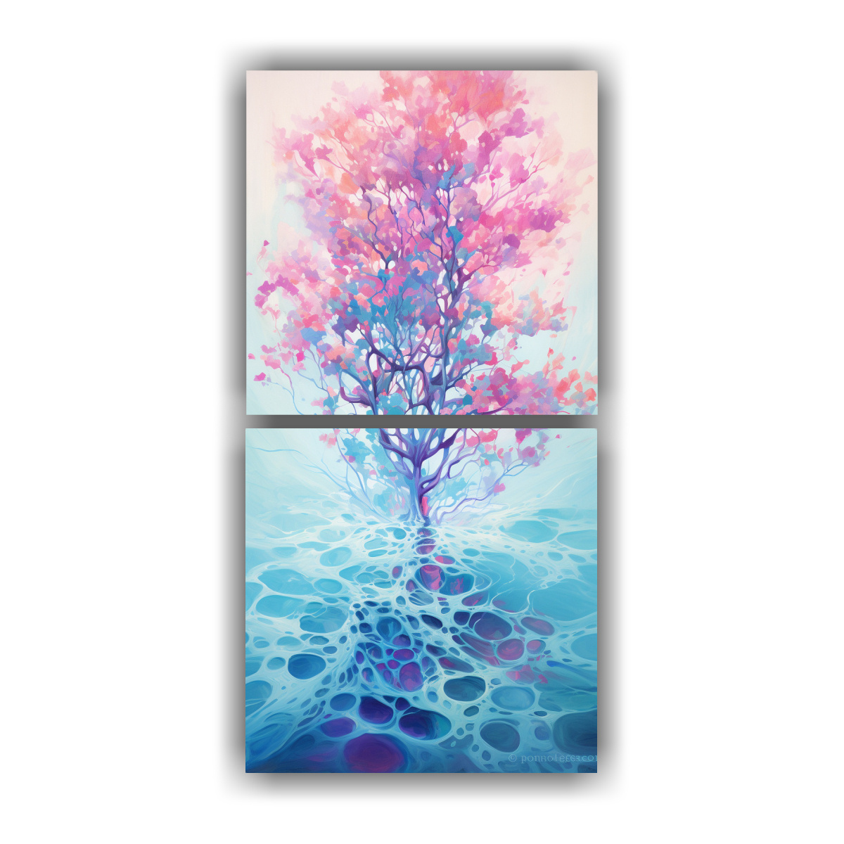 cuadro-abstracto-a-mangrove-tree-en-colores-turquesa-y-rosa-decoraci-n-de-pared