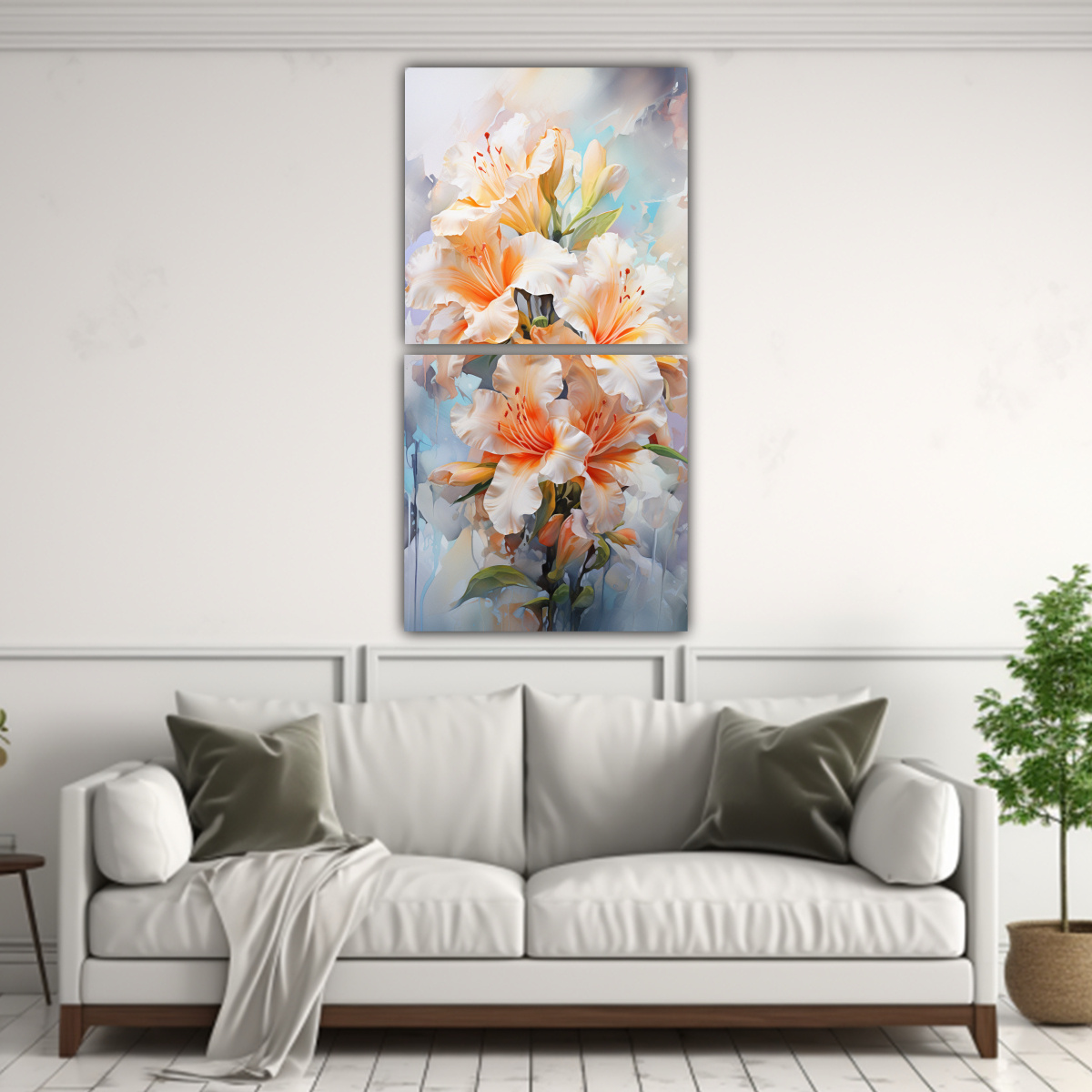 cuadro-abstracto-colores-blanco-y-naranja-inspirado-en-calma-con-flores-de-rododendro-1