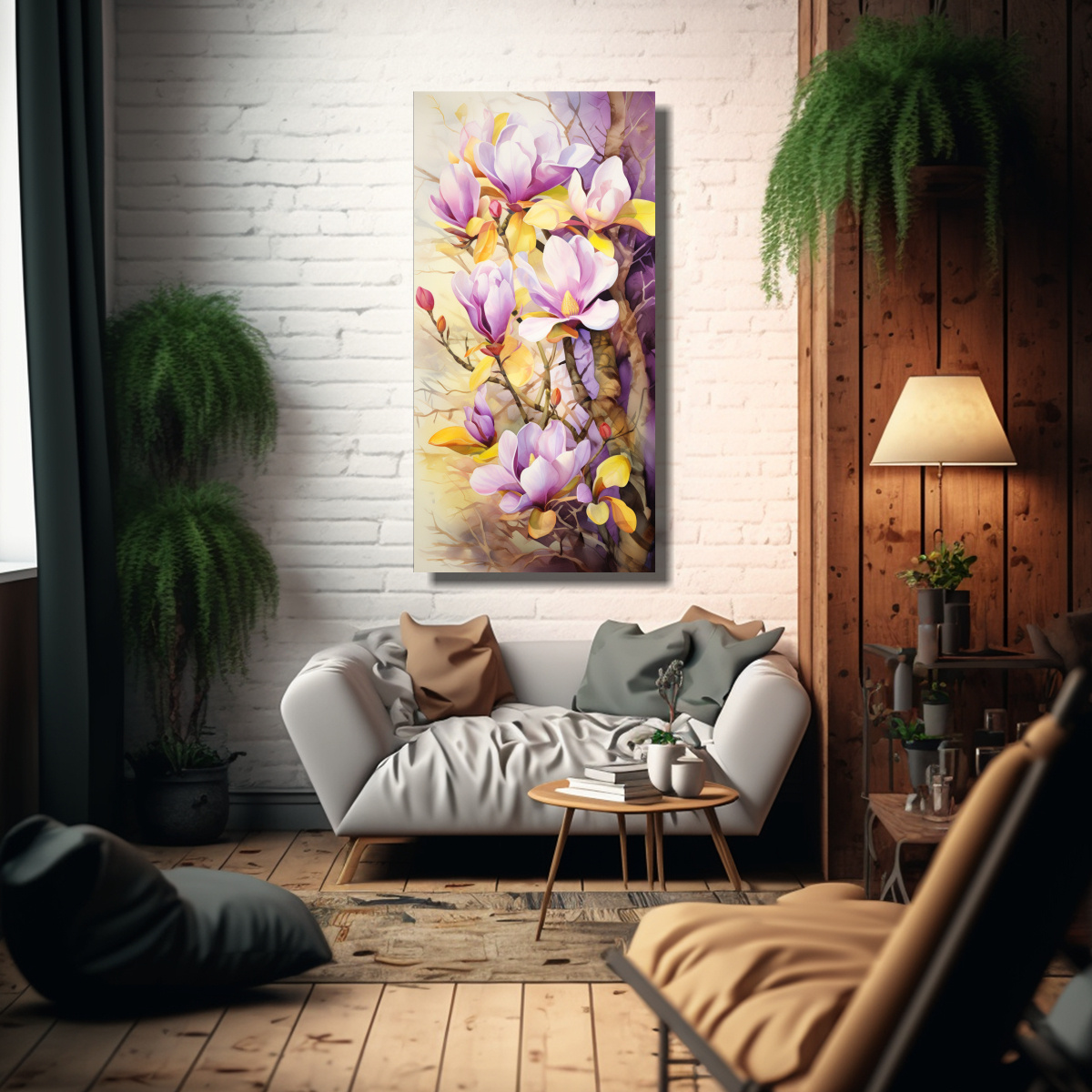 cuadro-abstracto-de-magnolias-amarillas-y-moradas-en-bastidor-1