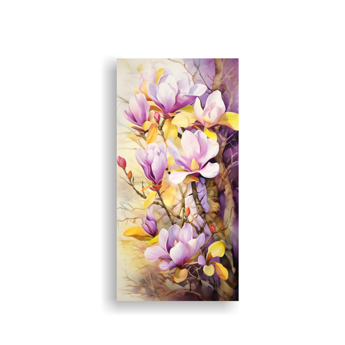 cuadro-abstracto-de-magnolias-amarillas-y-moradas-en-bastidor