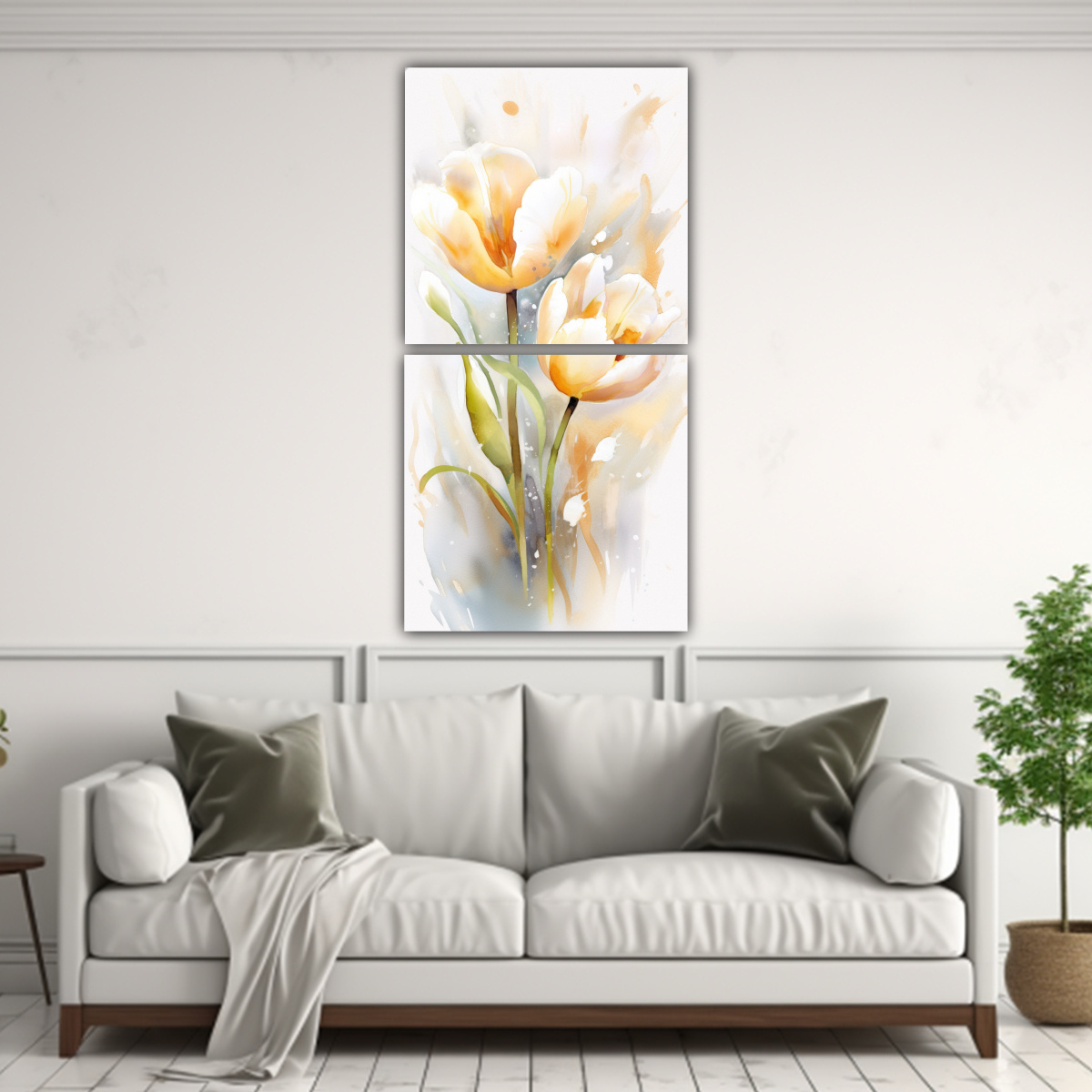 cuadro-abstracto-tulipanes-blanco-y-dorado-arte-moderno-1