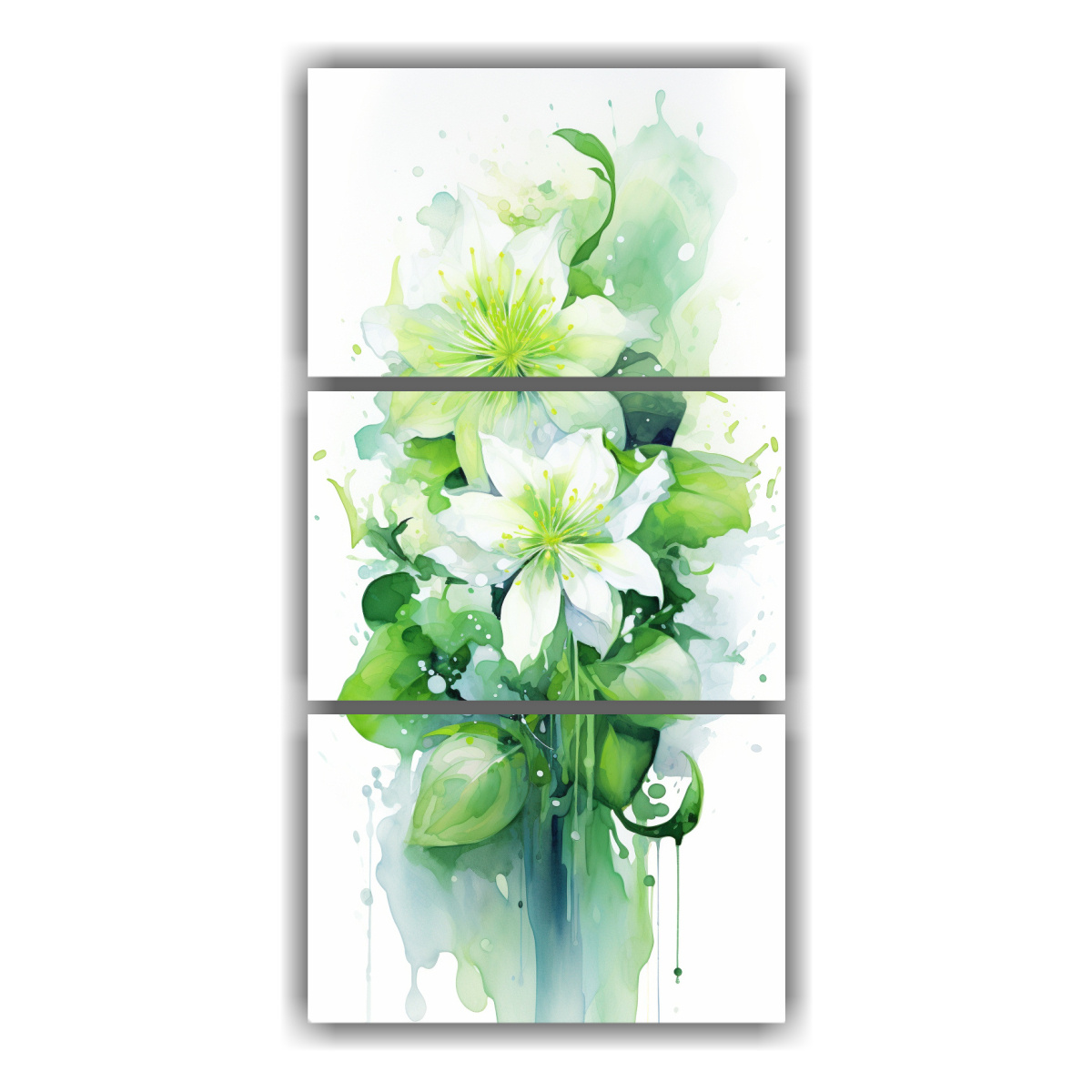 cuadro-abstracto-verde-con-flores-en-pared-arte-surrealista