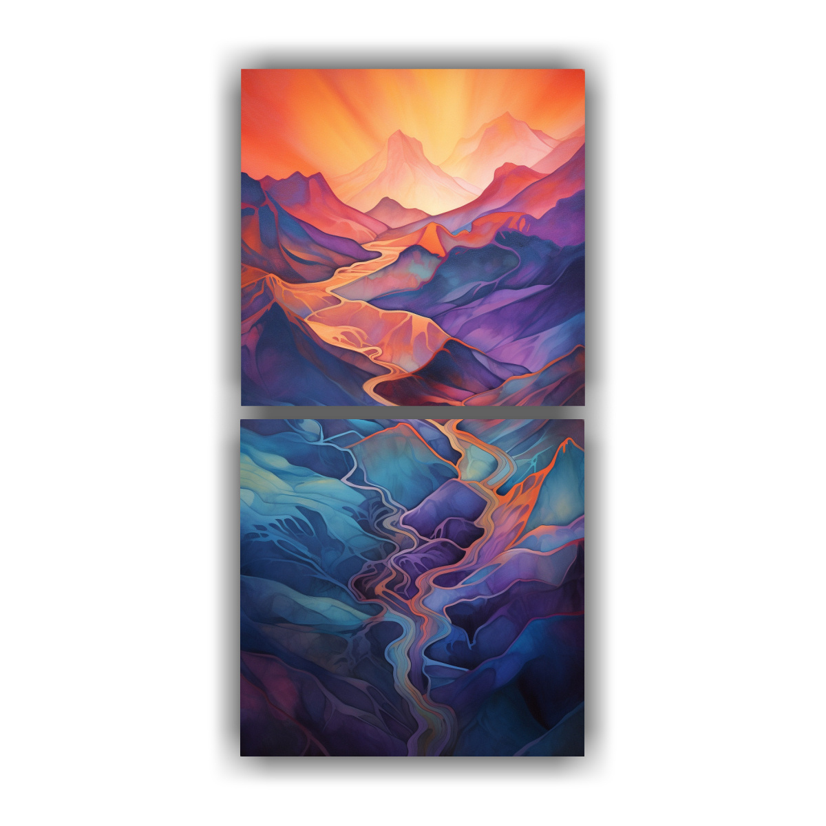 cuadro-abstracto-vertical-para-sala-con-paisaje-de-monta-as-al-atardecer