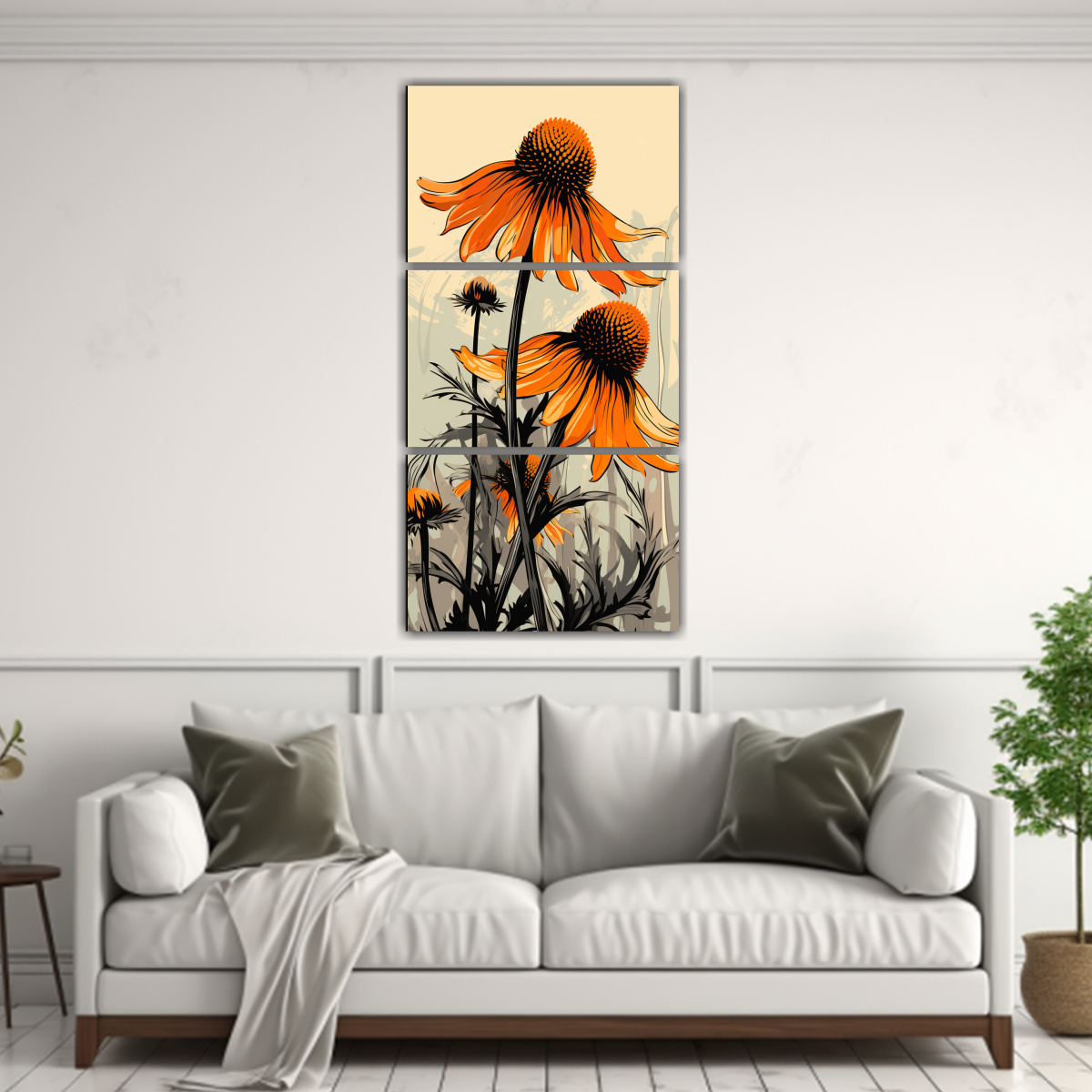 cuadro-bastidor-madera-girasoles-en-colores-naranja-y-negro-neonoir-1