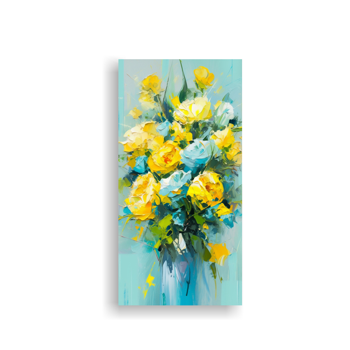 cuadro-cuadro-reflejo-de-flores-amarillas-y-cyan-en-lienzo