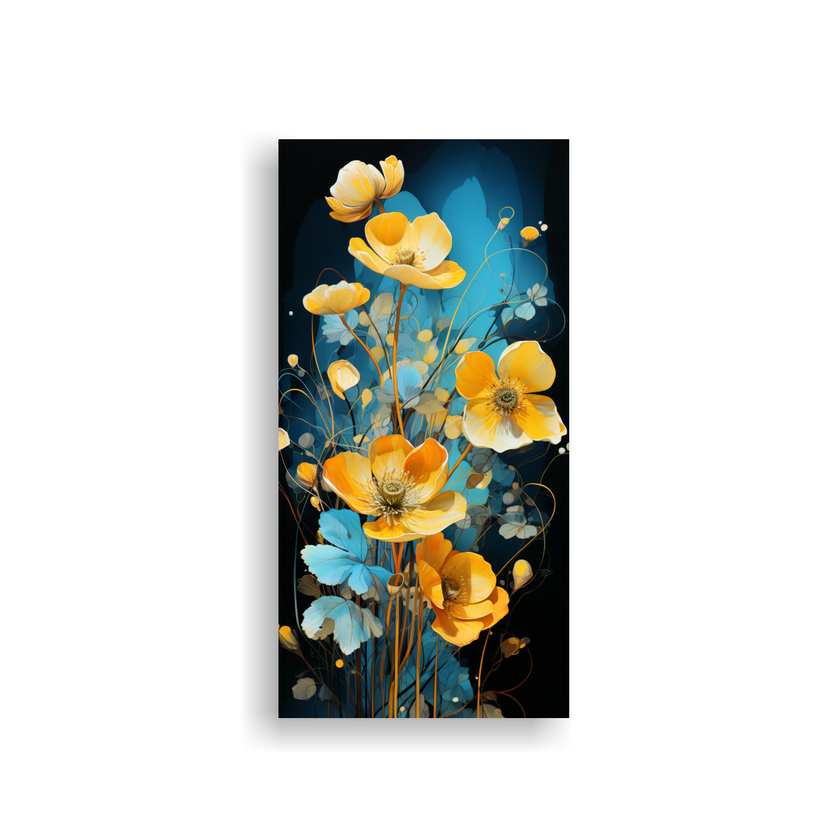 cuadro-de-arte-de-pared-tema-neonoir-con-una-higuera-en-colores-amarillo-y-turquesa