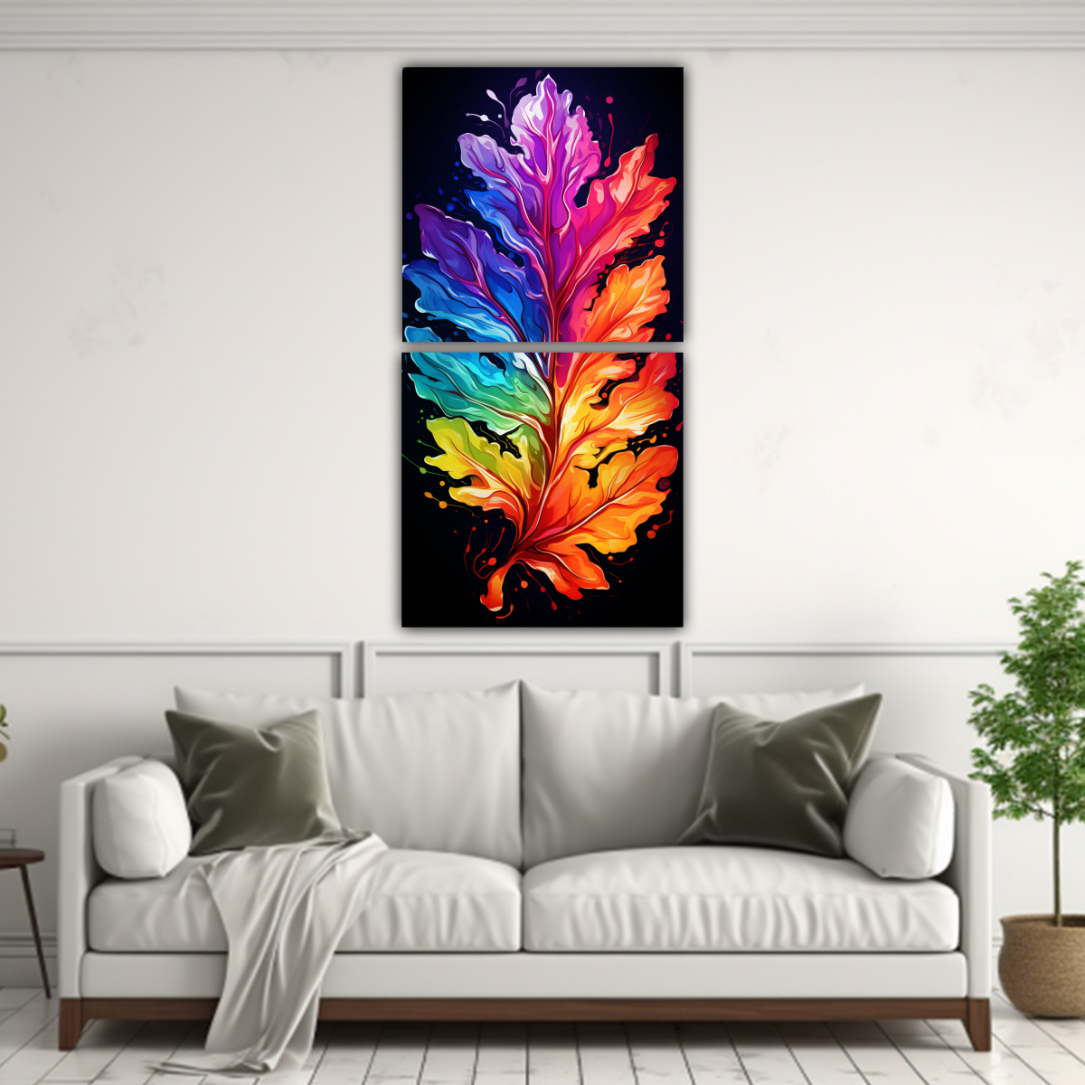 cuadro-de-decoraci-n-de-sala-con-hojas-de-acebo-en-colores-del-arco-ris-neonoir-ambiance-neo-1