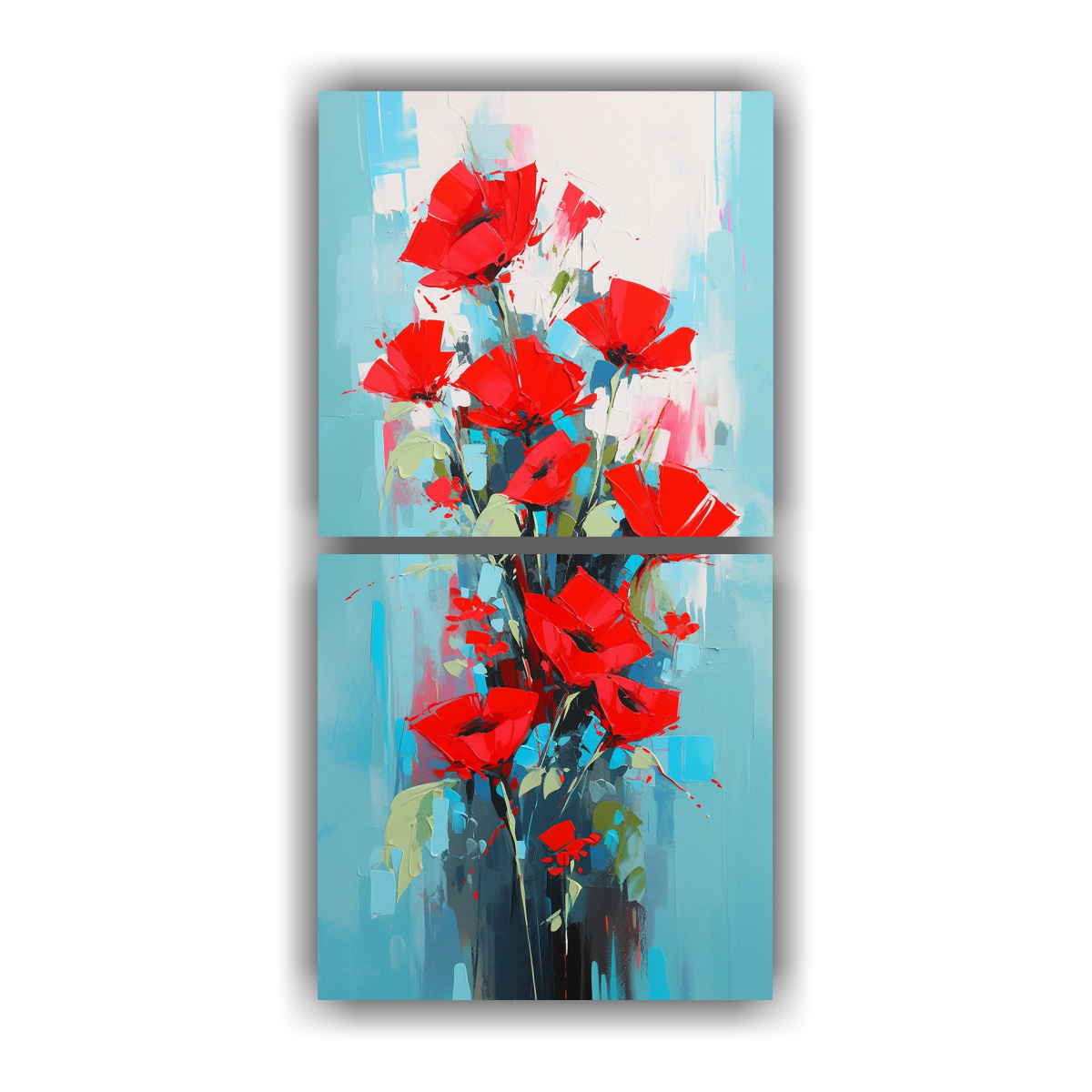 cuadro-de-flores-en-colores-rojo-y-turquesa-en-textura-vertical-set-de-2-telas