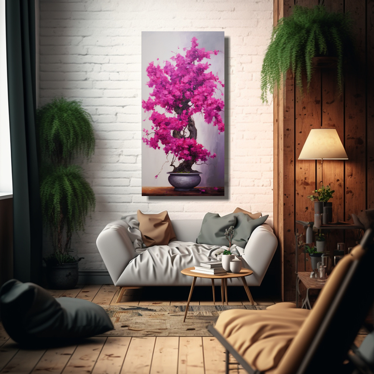 cuadro-de-lienzo-bougainvillea-bonsai-tree-pintura-abstracta-alta-calidad-1