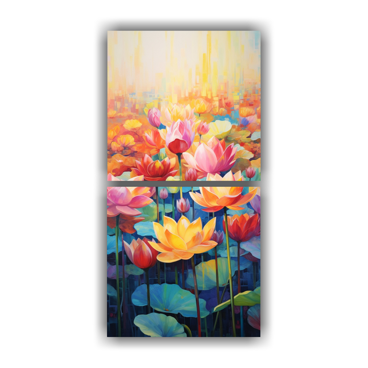 cuadro-de-loto-en-colores-arco-ris-en-lienzo-para-decoraci-n