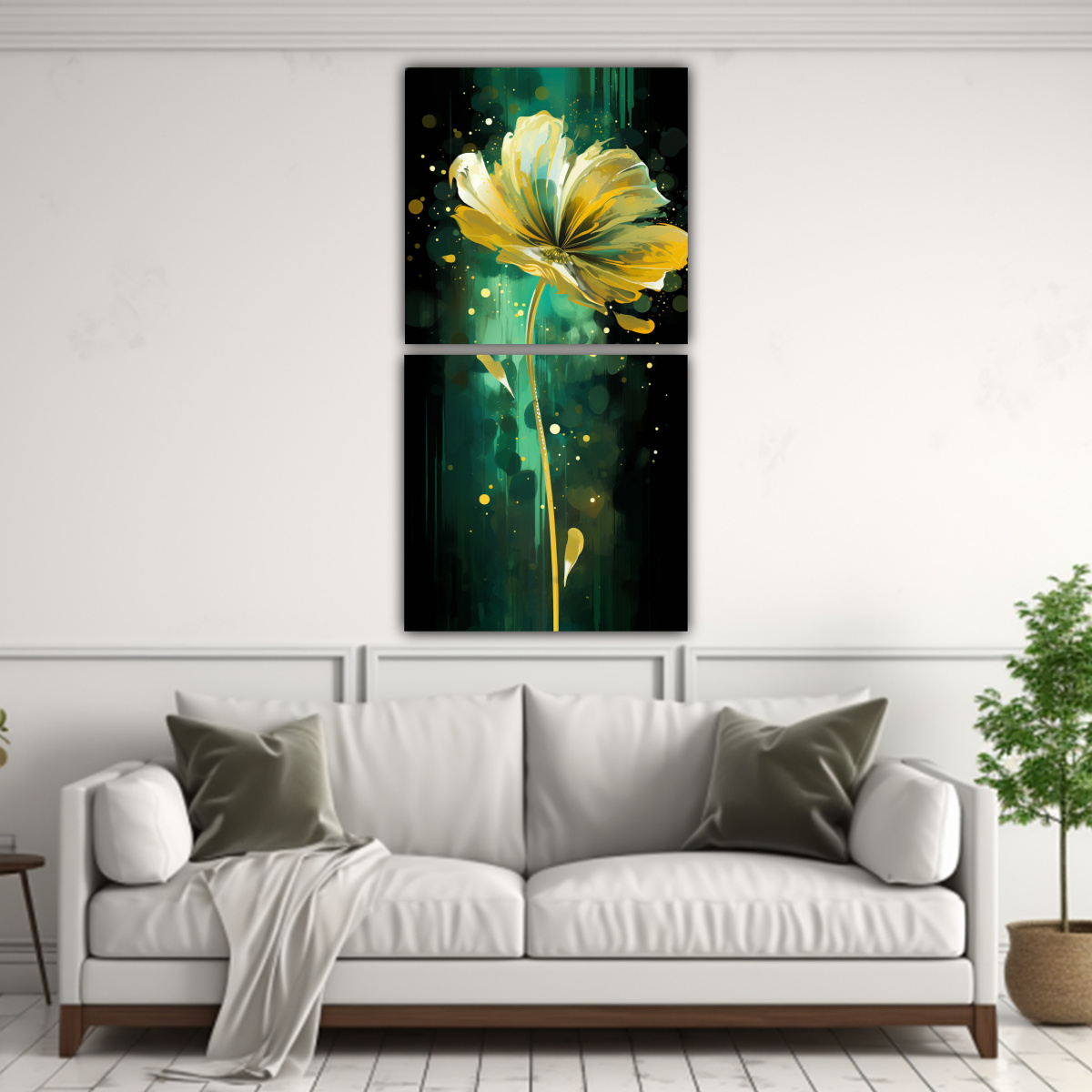 cuadro-de-pared-estilo-pop-art-verde-y-dorado-con-ambiente-neonoir-1