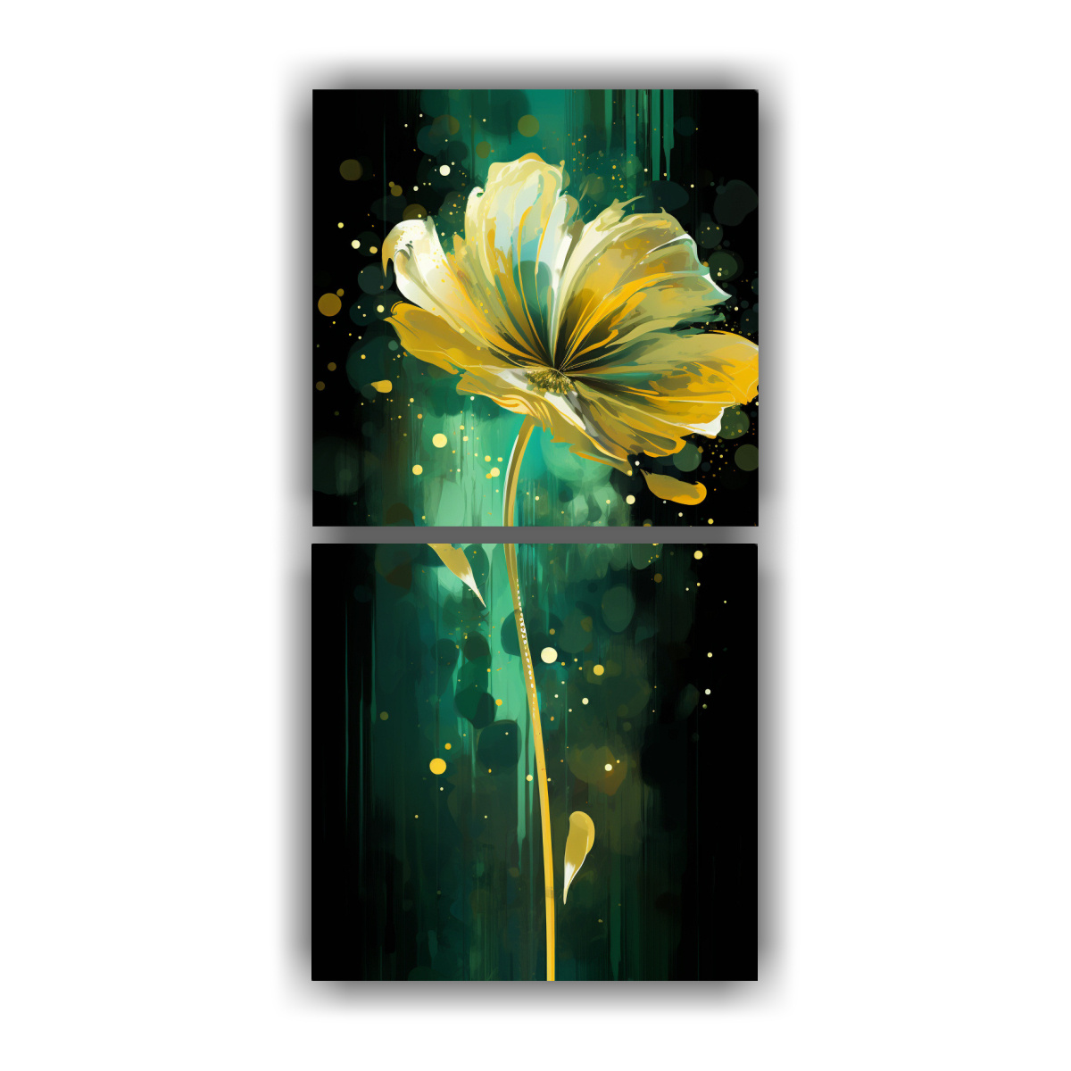 cuadro-de-pared-estilo-pop-art-verde-y-dorado-con-ambiente-neonoir