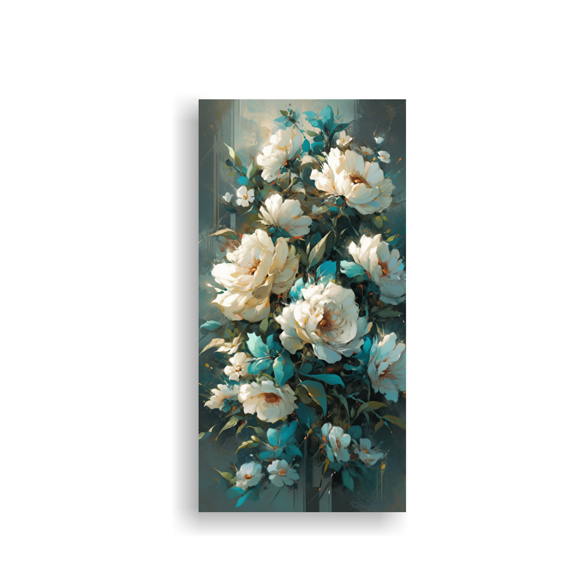 cuadro-decorativo-flores-en-tonos-teal-estilo-pintura-en-lienzo