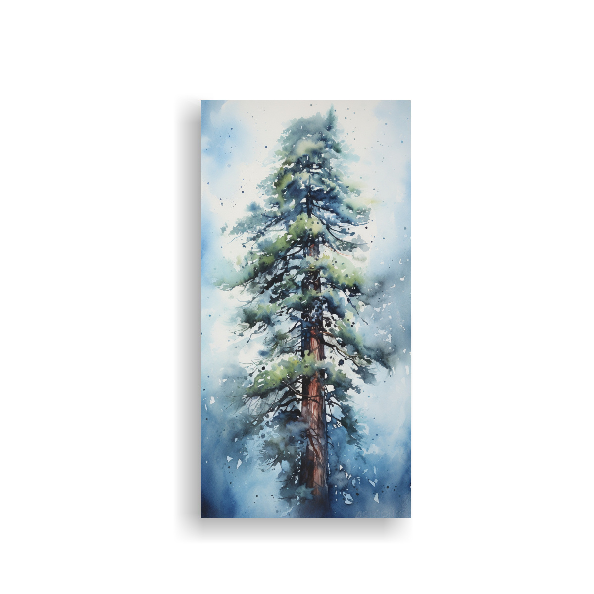 cuadro-tema-m-gico-a-redwood-tree-en-tonos-azules-de-pintura-abstracta-al-agua