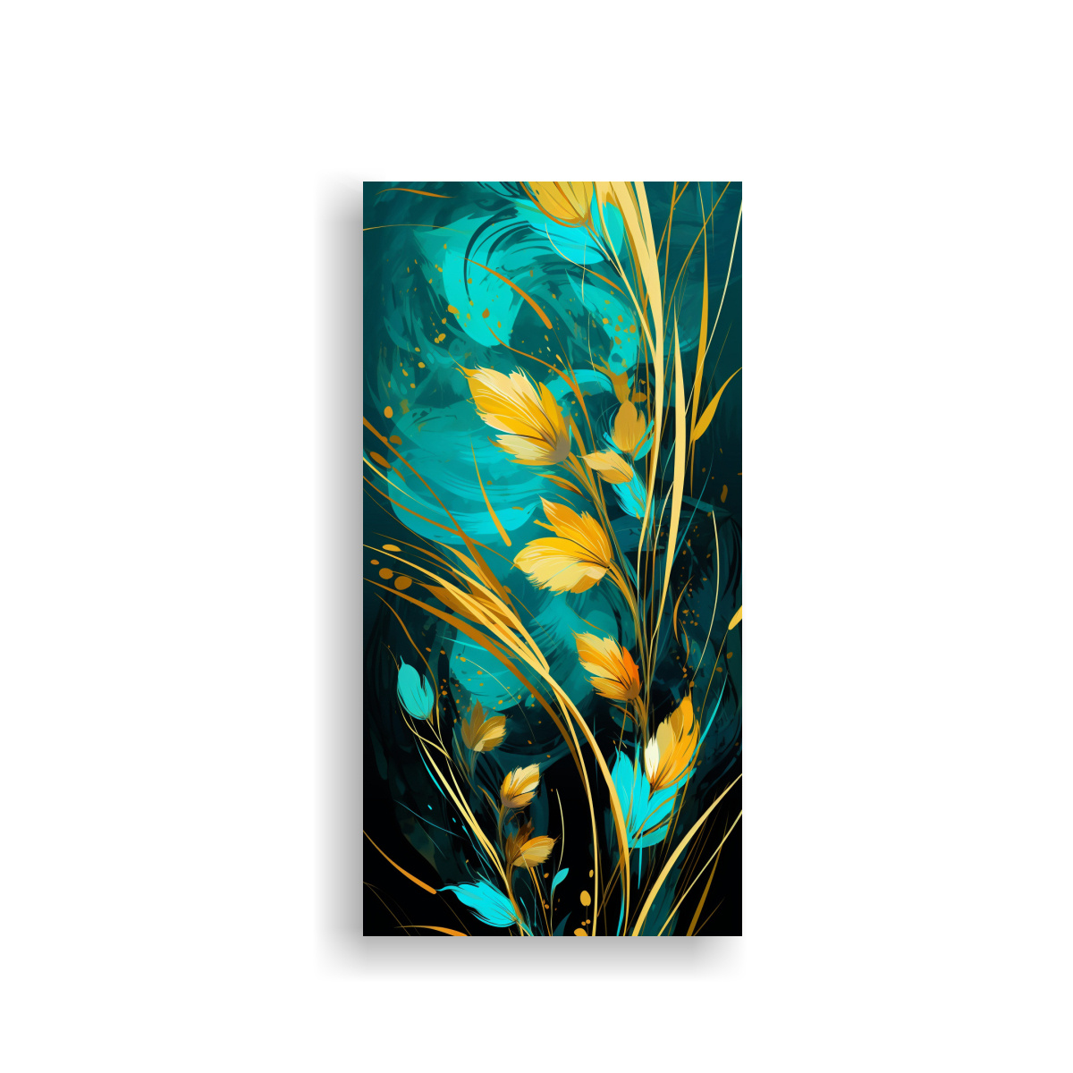 cuadro-vintage-lemongrass-hierbas-en-turquesa-y-oro-en-estilo-neonoir