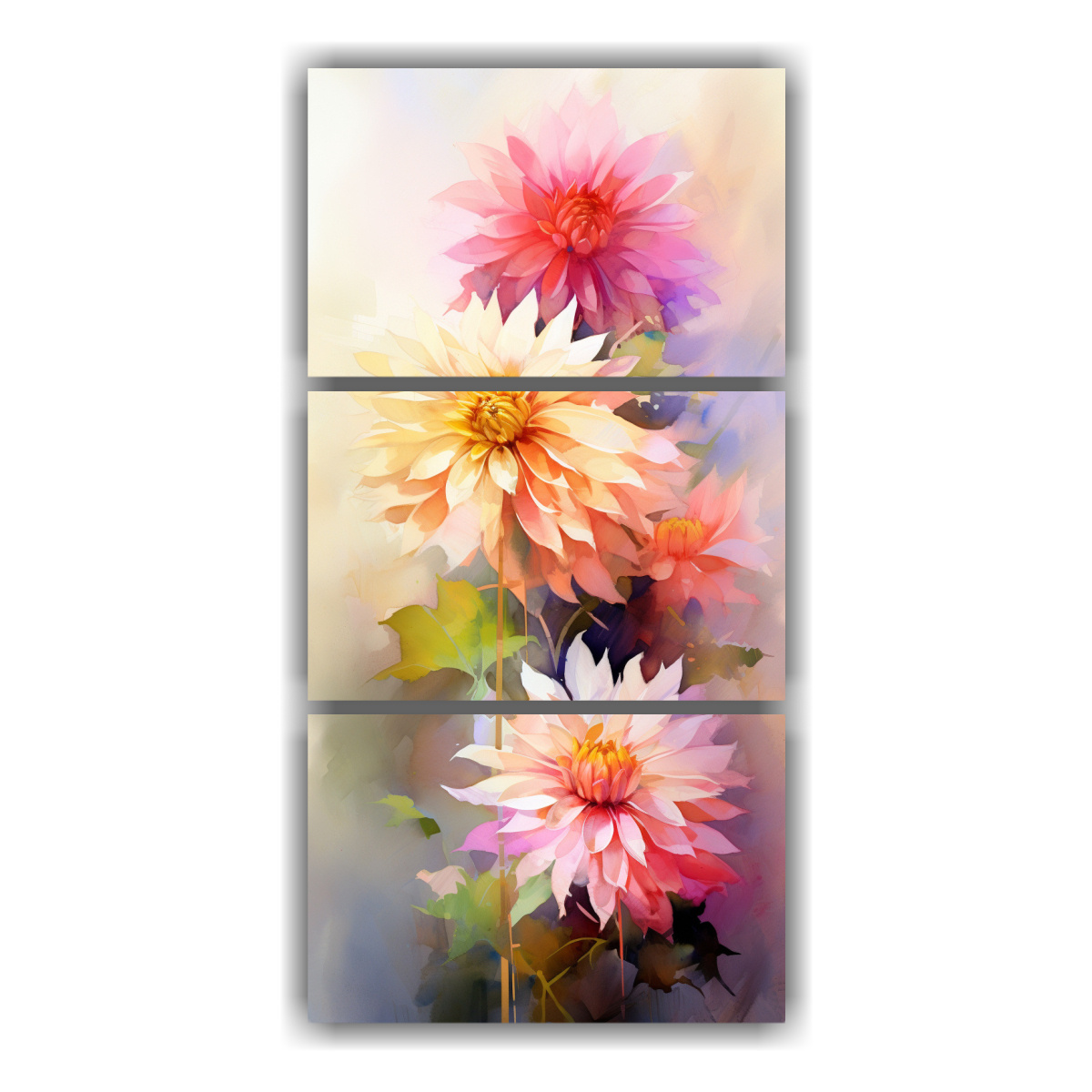 cuadros-abstractos-de-dahlias-amarillas-y-rosas-en-bastidor-moderno-