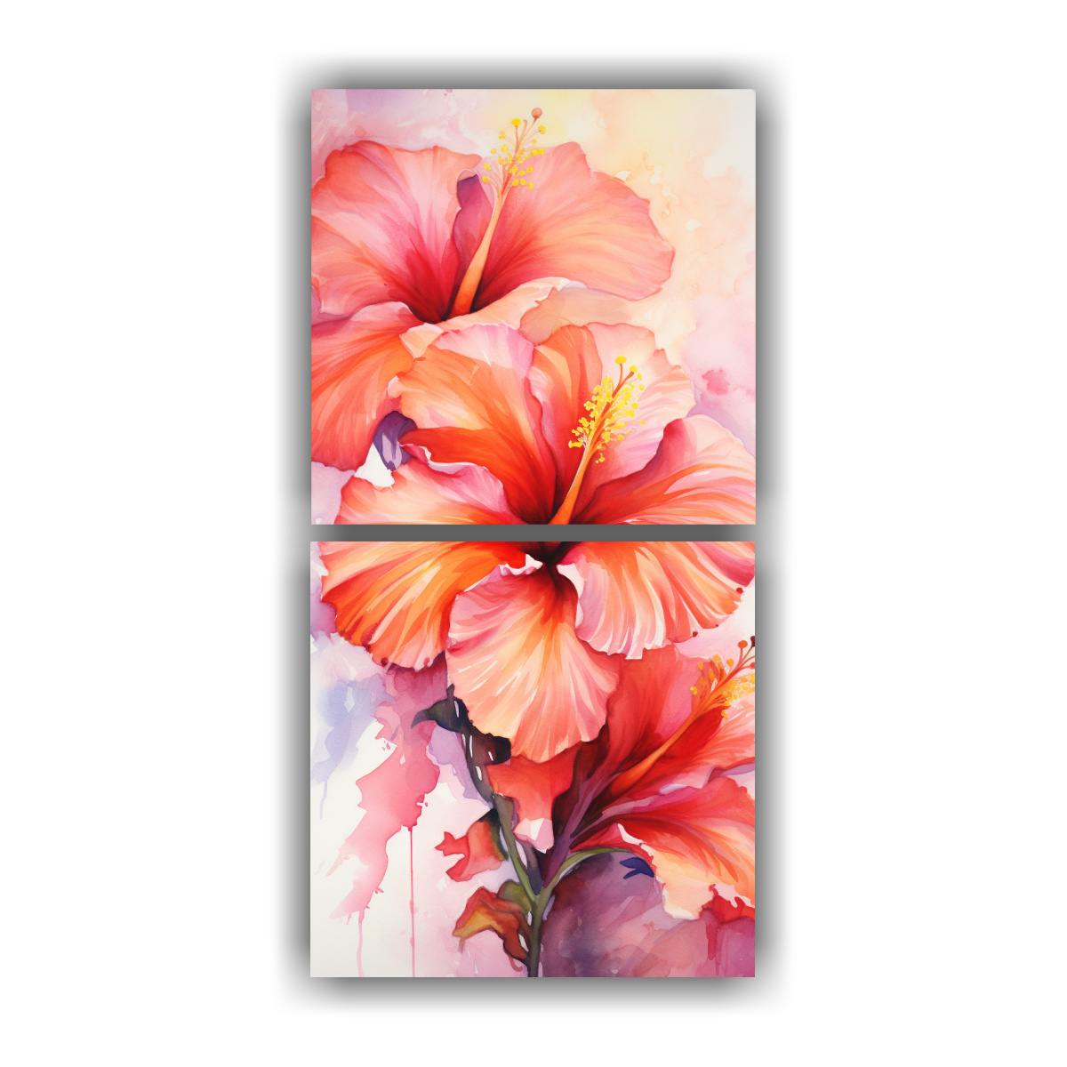 cuadros-abstractos-de-hibiscos-rojos-y-naranjas-en-venta