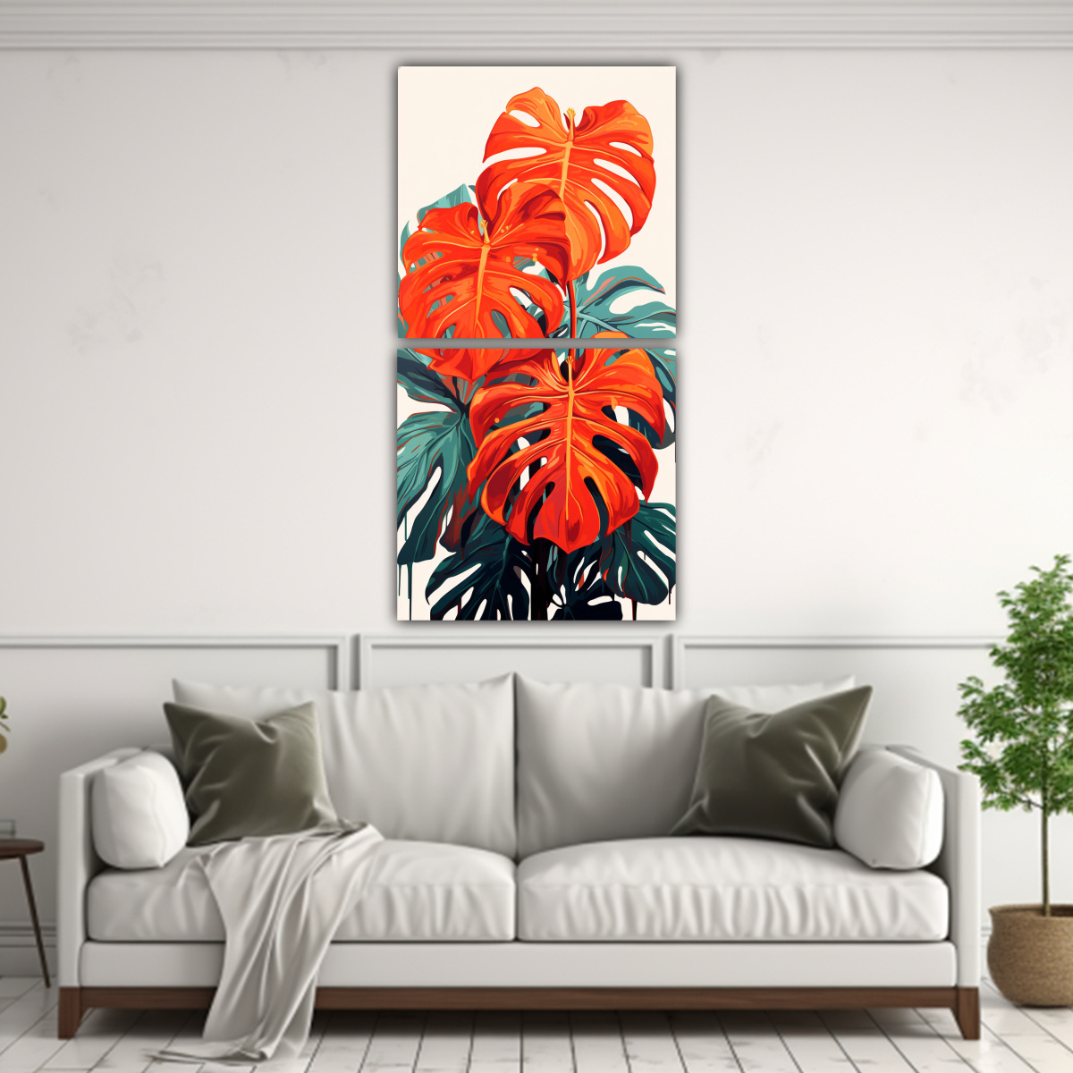cuadros-abstractos-de-lienzo-para-cocina-con-hojas-de-monstera-en-colores-rojo-y-naranja-atmos-neonoir-1-1