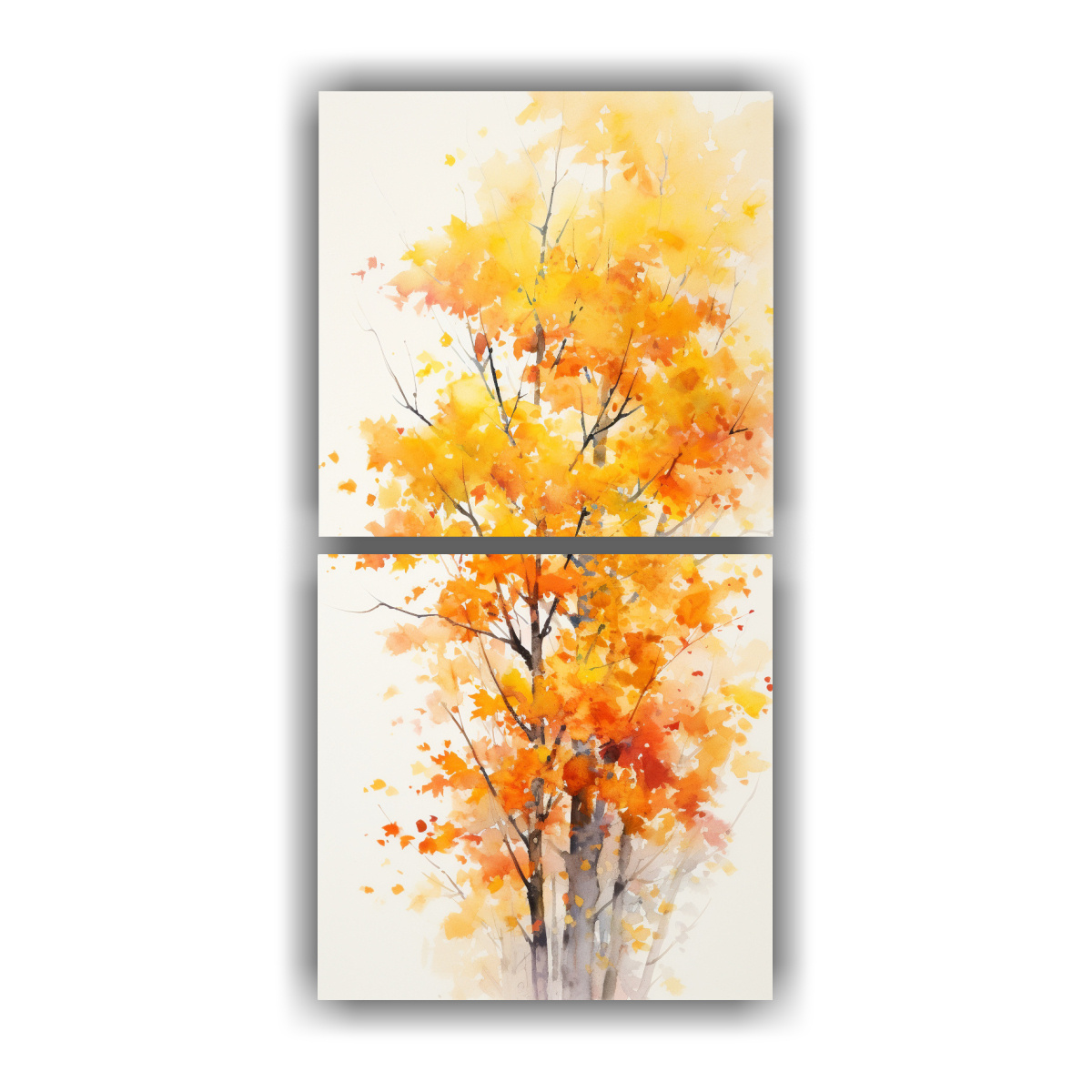 cuadros-abstractos-de-rboles-de-arce-amarillos-y-rojos-en-dos-lienzos-de-tela
