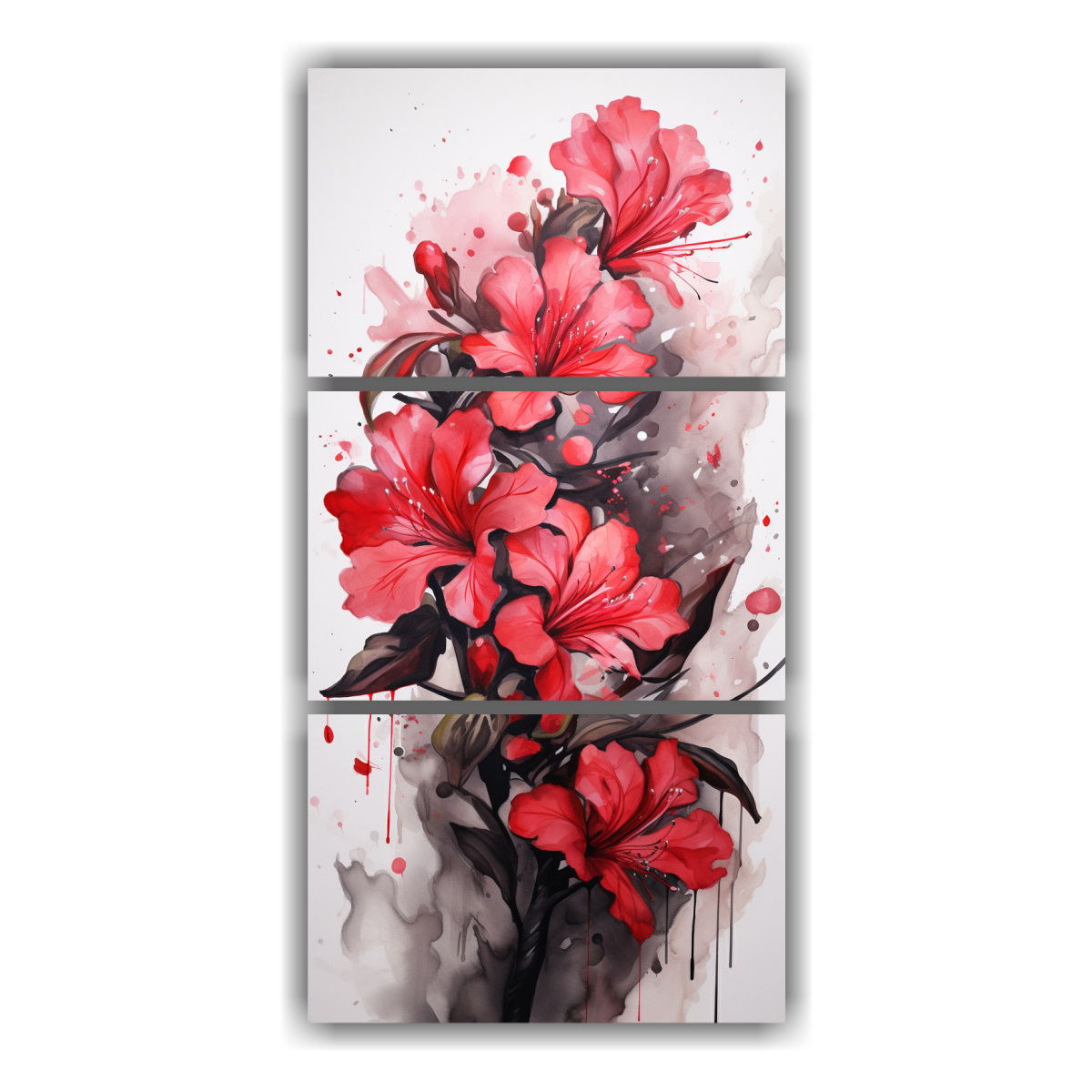 cuadros-abstractos-de-rhododendros-rojos-y-negros