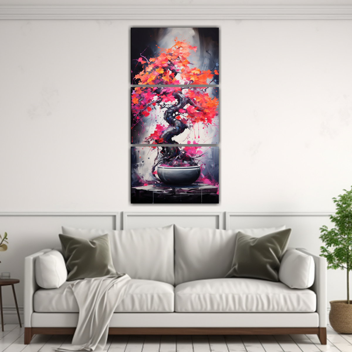 cuadros-abstractos-intenso-con-fucsia-naranja-y-negro-1