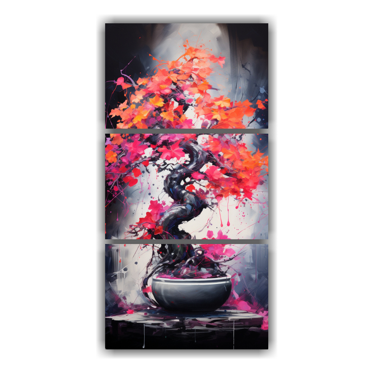 cuadros-abstractos-intenso-con-fucsia-naranja-y-negro