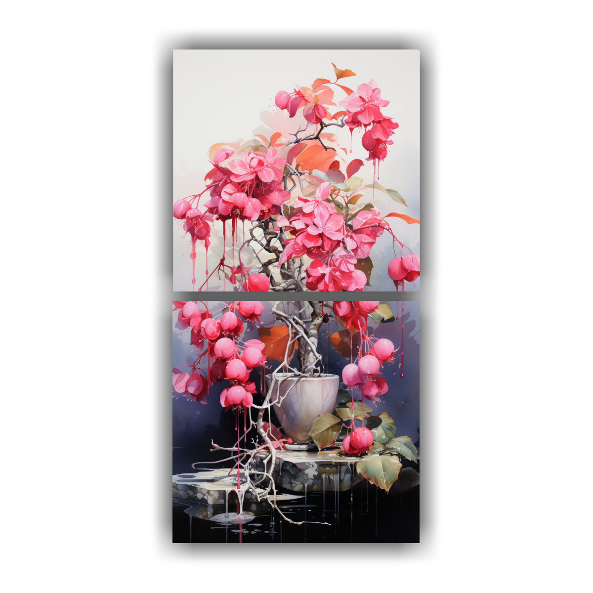 cuadros-acuarela-para-oficina-pintura-abstracta-de-colores-fucsia-bonsai