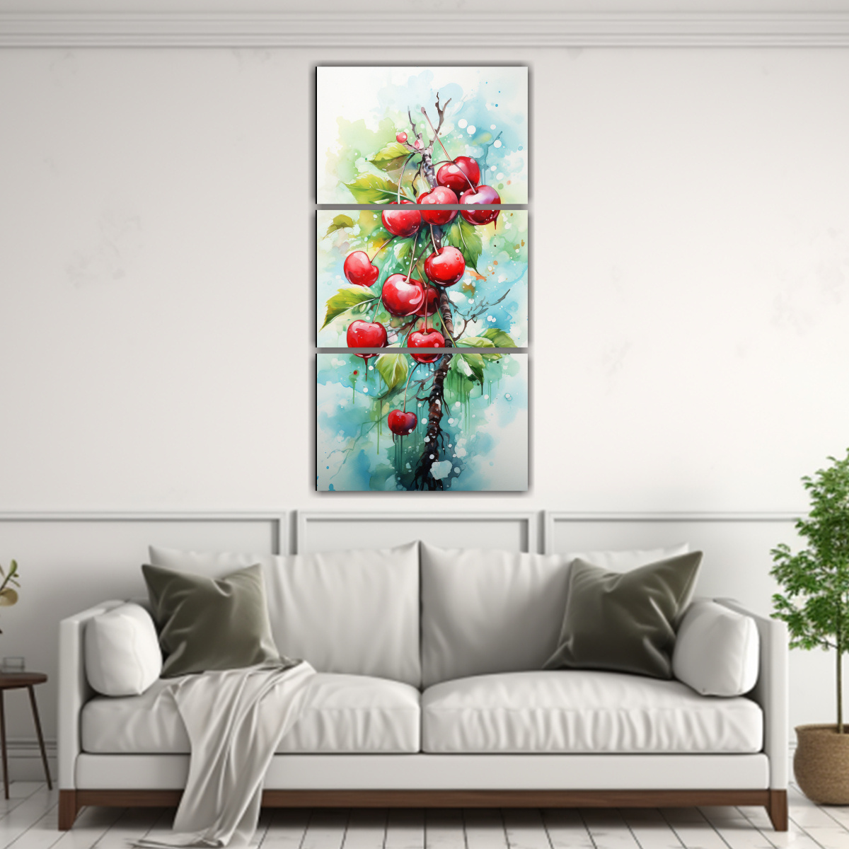 cuadros-acuarela-rbol-cerezo-en-verde-y-rojo-abstracto-1