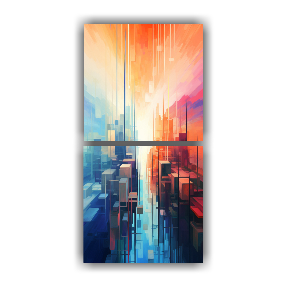 cuadros-cl-sicos-abstractos-de-dibujo-de-ciudad-representaci-n-de-un-horizonte-urbano-en-dos-cuadros