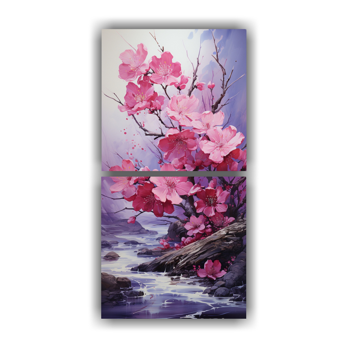 cuadros-composici-n-rectangular-de-un-cerezo-en-colores-p-rpura-y-rosa-con-atm-sfera-neonoir