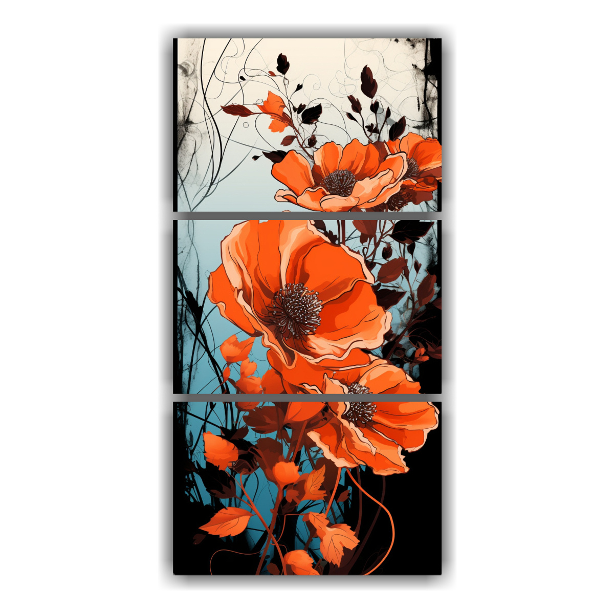 Cuadros Decorativos Modernos En Naranja Y Negro Con Estilo Neonoir