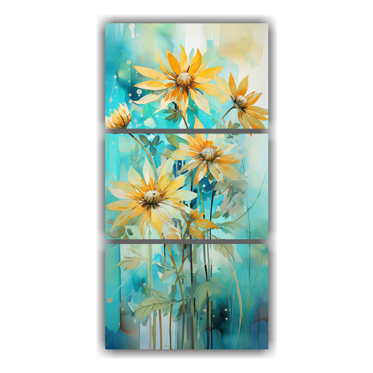 cuadros-dibujo-armonia-flores-de-girasol-jerusalem-colores-turquesa-abstracci-n