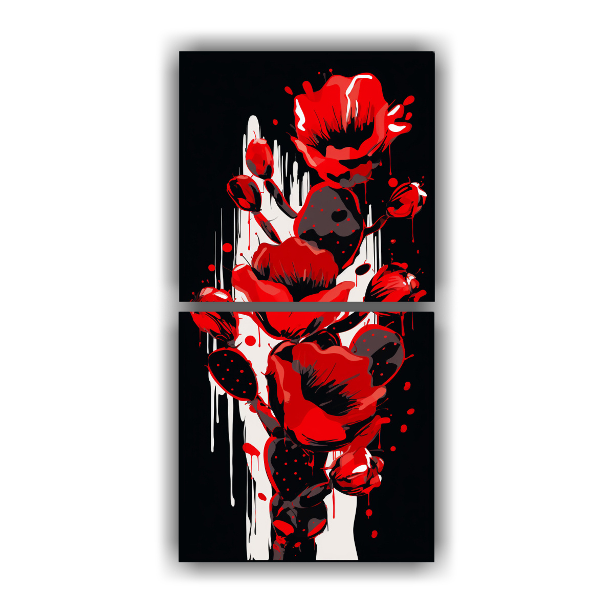 cuadros-forma-escena-cactus-en-rojo-y-negro-ambiente-neonoir