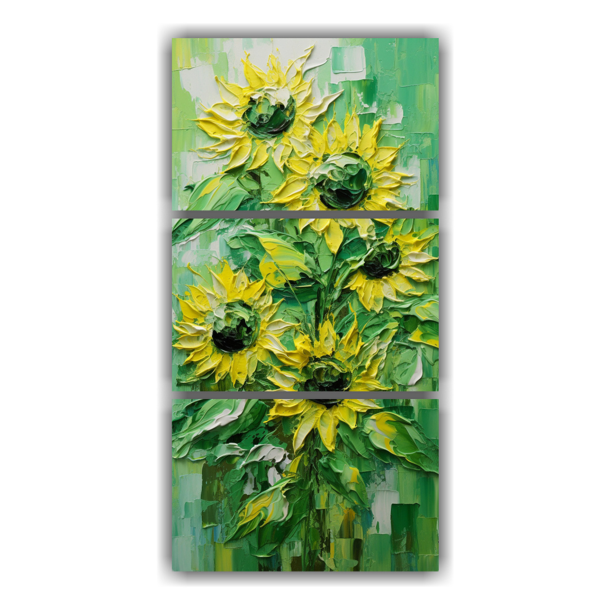 cuadros-forma-vitalidad-cuadro-verde-de-girasoles-en-lienzo-al-estilo-naturaleza