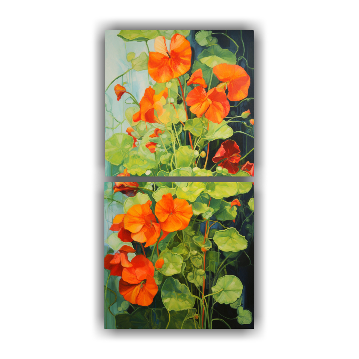 cuadros-galer-a-vida-a-nasturtium-hierbas-pintura-abstracta