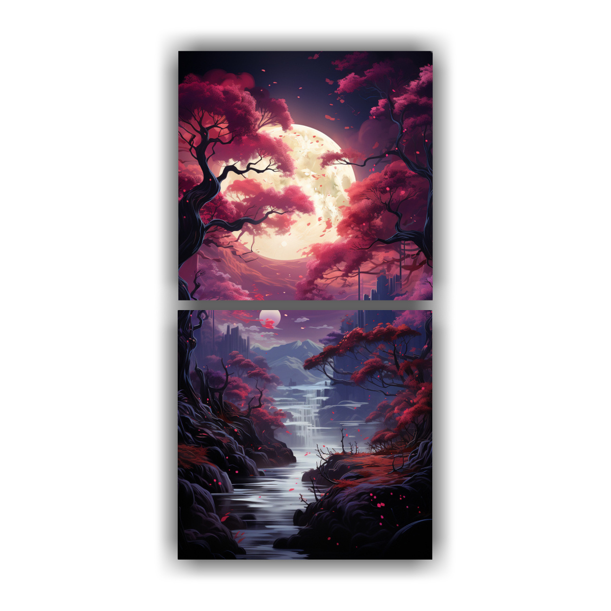 cuadros-inspiradores-de-textura-de-un-cerezo-en-colores-morado-y-rosa-atmosfera-neonoir