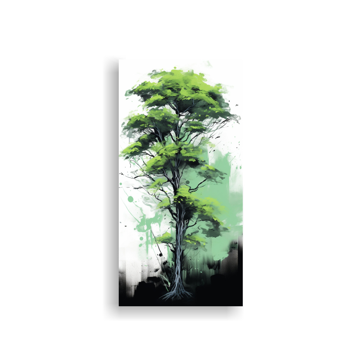 cuadros-modernos-kauri-tree-en-verde-y-negro-ambiente-neonoir