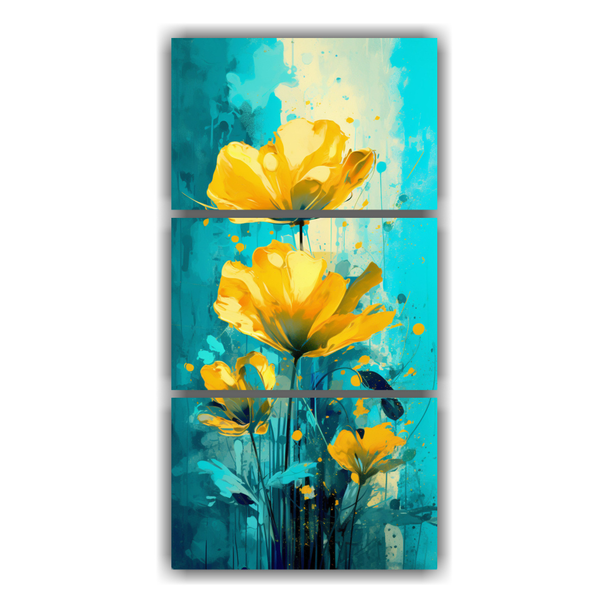 cuadros-modernos-para-comedor-amarillo-y-turquesa-neonoir-en-decoraci-n-de-los-a-os-50-