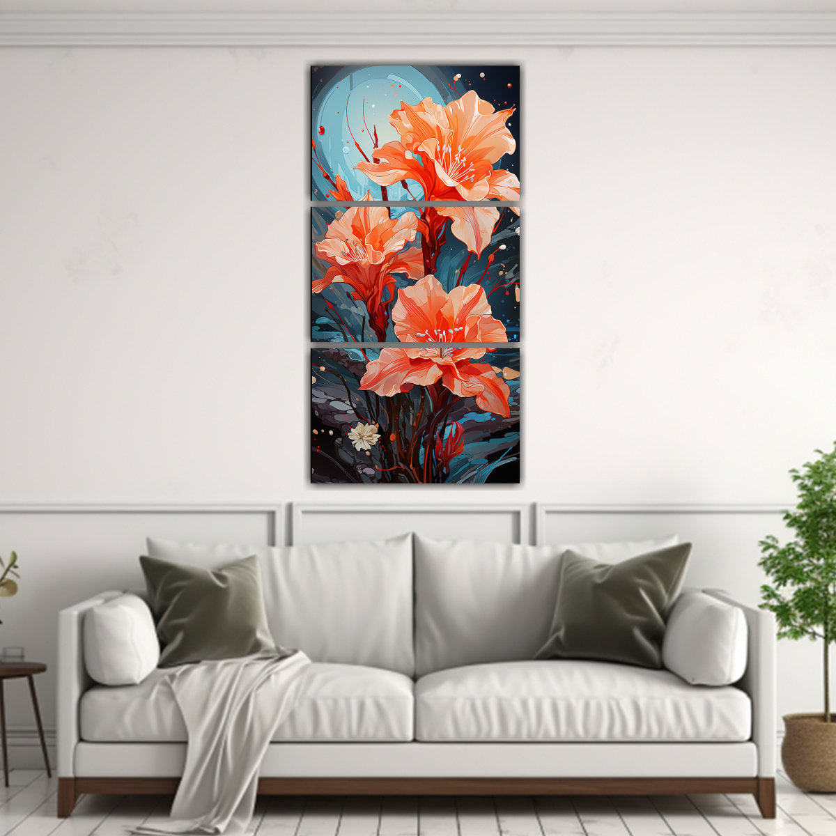 cuadros-movimiento-motivo-flores-narcisos-rojos-ambiente-neonoir-1